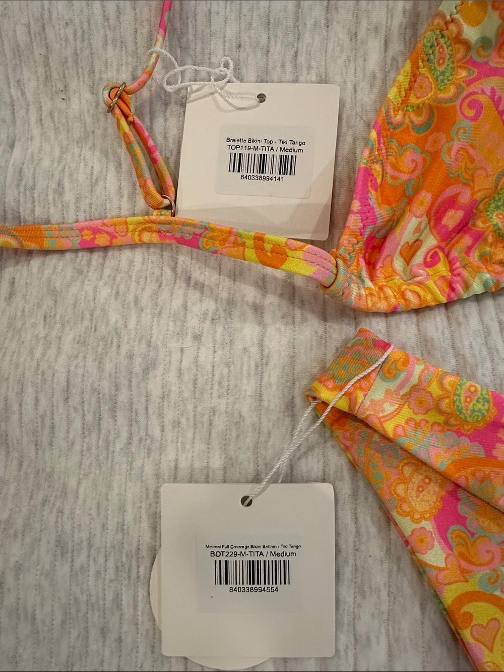 Kulani Kinis Orange Pink Paisley Triangle Bikini - Picture 4 of 5